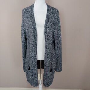 Talbots Marled Knit Cotton Blue Duster Cardigan Size Large